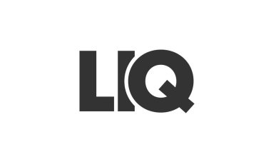 LIQ logo tasarım şablonu güçlü ve modern kalın metin ile. Basit ve minimal tipografi içeren ilk tabanlı vektör logosu. Moda şirket kimliği.