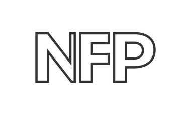 NFP logo tasarım şablonu güçlü ve modern kalın metinlerle. Basit ve minimal tipografi içeren ilk tabanlı vektör logosu. Moda şirket kimliği.