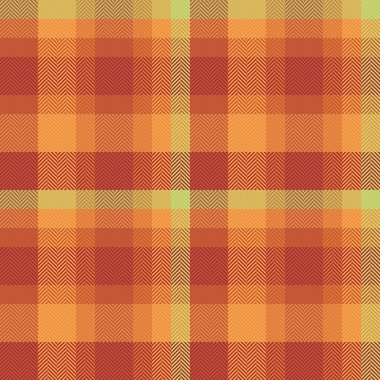 Kırmızı ve turuncu renkli ekose vektör tartan desenli arka plan kontrolünün kusursuz kumaş dokusu.