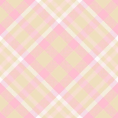 Tekstil arka plan kumaşının ekose desen kontrolü açık ve pembe renklerde dikişsiz vektör tartanı ile.