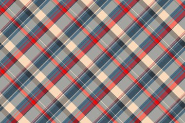 Japon ekose desenli, sıra vektör tekstil kontrolü. Cyan ve kırmızı renklerde güzel, pürüzsüz arka plan tartanı..