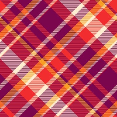 Yeni desensiz doku, 60 'ların kumaş katran kontrolü. Koltuk arkaplan tekstil ekose vektörü pembe ve kırmızı renklerde.