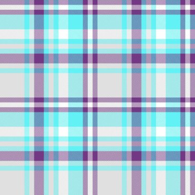 Model kusursuz model vektörü, sakin arka plan ekose kumaşı. Gainsboro ve cyan renklerinde şenlikli tekstil dokusu tartan kontrolü.