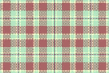 Paltosu pürüzsüz kumaş, kıyafet şablonu kontrol vektörü. Açık ve kırmızı renklerde dişi tartan kumaş desenli ekose..