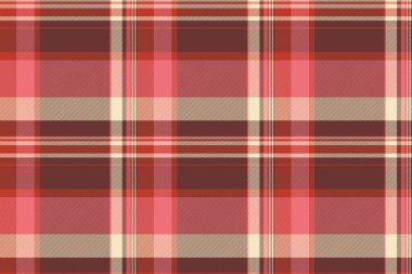 Ekose tekstil vektörünün, kırmızı ve açık renkli tartan dokusuna sahip arka plansız deseni.