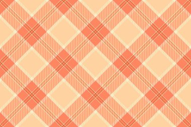 Bal desenli arka plan, derin ekose tartan kontrolü. Turuncu ve kırmızı renklerde boyalı tekstil dikişsiz vektör kumaşı.
