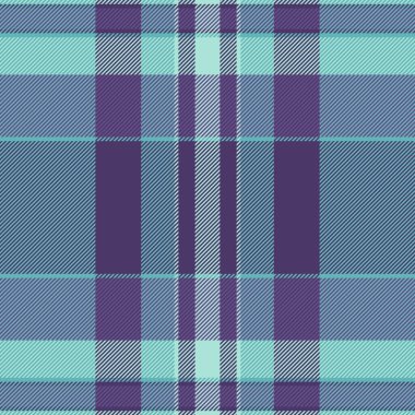 Vektör deseninin tekstil kumaşı. Ekoseli arkaplan dikişsiz desenli mor ve pastel mavimsi renklerde..