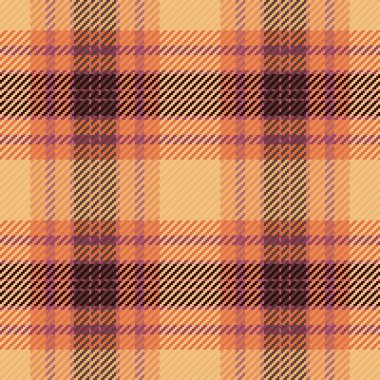 Çizimsiz kumaş tekstil, vektör tartan arka plan. Panjabi turuncu ve kırmızı renkli ekose desenleri kontrol et.