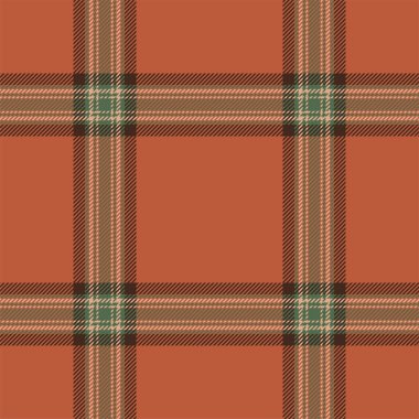 Ekose desenli turuncu. Kumaş dokusunu kontrol et. Vektör tekstil baskı tasarımı.