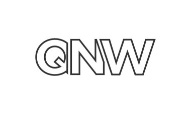 QNW logo tasarım şablonu güçlü ve modern kalın metinlerle. Basit ve minimal tipografi içeren ilk tabanlı vektör logosu. Moda şirket kimliği.