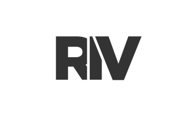 RIV logo tasarım şablonu güçlü ve modern kalın metinlerle. Basit ve minimal tipografi içeren ilk tabanlı vektör logosu. Moda şirket kimliği.