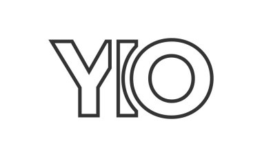 YIO logo tasarım şablonu güçlü ve modern kalın metinlerle. Basit ve minimal tipografi içeren ilk tabanlı vektör logosu. Moda şirket kimliği.