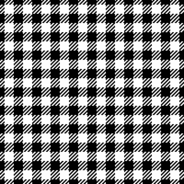 Lumberjack seamless textile fabric, hounds tooth texture tartan plaid. Underwear check pattern background vector in black and white color.