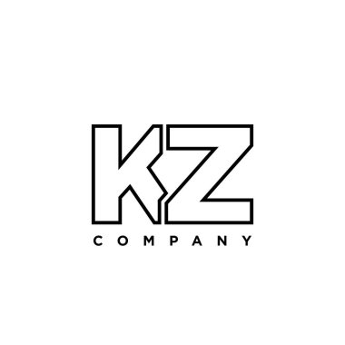 K ve Z harfi, KZ logo tasarım şablonu. Şirket kimliği için asgari monogram tabanlı logotype.