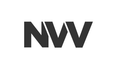 Güçlü ve modern kalın metinli NVV logo tasarım şablonu. Basit ve minimal tipografi içeren ilk tabanlı vektör logosu. Moda şirket kimliği.