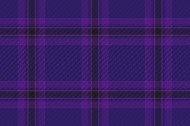 Kumaşın arkaplan dokusu tekstil kontrol vektör ekoseli dikişsiz çivit ve mor renkler.