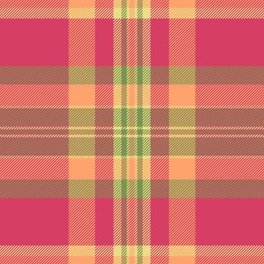 Kırmızı ve turuncu renkli vektör arkaplan desenli kumaş dokusu kusursuz tartan kontrolü.