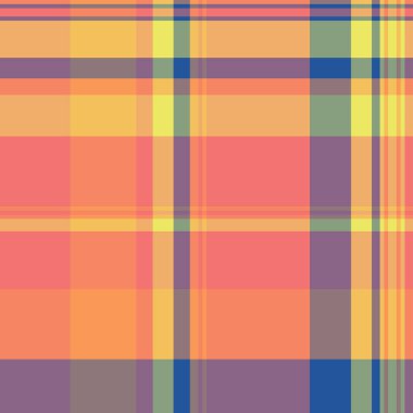 Grunge pattern plaid check, realistic vector fabric background. Quality tartan textile seamless texture in pastel and red color. clipart