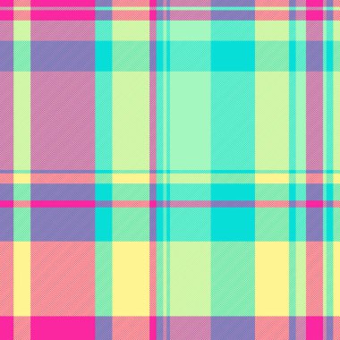 Döşeme desenli tartan, birincil arka plan vektör dokusu. Giysiler ekose kumaşı yeşil ve sarı renklerle işaretler..