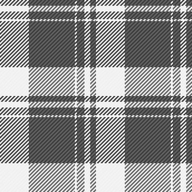 Sınır vektör tartan, kıyafet kumaş deseni. Gri ve beyaz renklerde dikdörtgen tekstil imalatı.