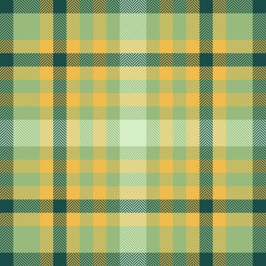 Yeşil ve geleneksel altın renklerinde ekosesiz tartan kumaş içeren şablon şablonunun tekstil dokusu.