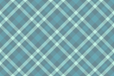 Cyan ve pastel renklerde tartan desenli ekose kumaşın vektör arkaplan dokusu.