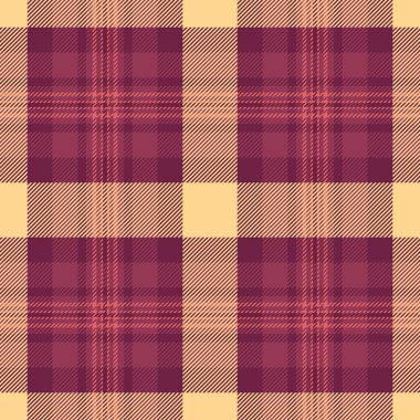 Her gün tekstil desenli arka plan, ekoseli tartan dikişsiz. 1970 'lerin doku vektör kumaşı kırmızı ve pembe renklerde kontrol.