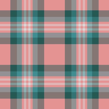 Pastel ve kırmızı renklerde vektör tekstil denetimi tartan ile ekose kumaş arka planının kusursuz dokusu.