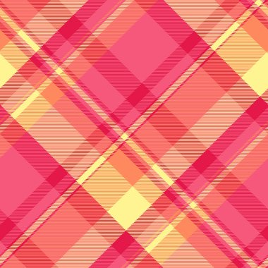 Motif, kumaş arka planını, çok renkli, renksiz tartan vektörünü kontrol et. İnce tekstil desenli ekose kırmızı ve sarı renklerde.