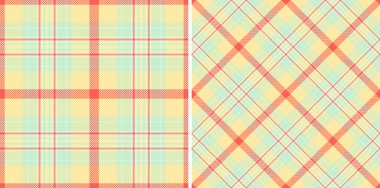 Tekstil vektör dokusunun ekose desenli ve kumaş desenli arka plan kontrolü ile mutlu renklerde ayarlanmış.