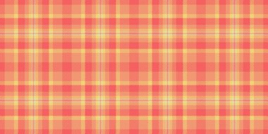 Tekstil kumaş dokusu, iç kontrol kumaş arkaplanı. Yemek odası ekose desenli turuncu ve kırmızı renklerde..