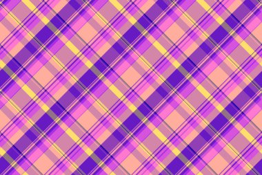 Koltuk desensiz ekose, figür vektör arkaplan dokusu. Katlama kumaş mor ve pembe renkli tartan tekstil denetimi.