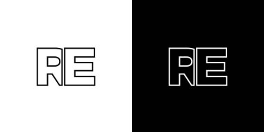 Moda harfi R ve E, RE logo tasarım şablonu. Şirket kimliği için asgari monogram tabanlı logotype.