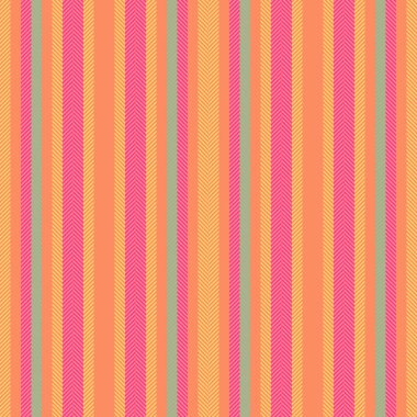 İlham çizgisi dokusu vektörü. Kalın, pürüzsüz arka plan çizgileri. Turuncu ve kehribar renklerinde ulusal kumaş dikey tekstil deseni.