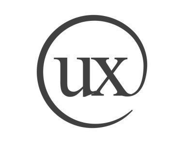 Daire şeklinde e-posta işareti tarzında iki harfli UX logosu. İş dünyasının U ve X yuvarlak logosu