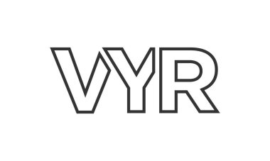 VYR logo tasarım şablonu güçlü ve modern kalın metinlerle. Basit ve minimal tipografi içeren ilk tabanlı vektör logosu. Moda şirket kimliği.