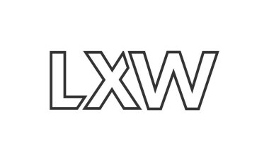 Güçlü ve modern kalın metinli LXW logo tasarım şablonu. Basit ve minimal tipografi içeren ilk tabanlı vektör logosu. Moda şirket kimliği.