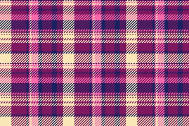 İnce vektör ekoseli kontrol, peçete desenli tartan arka plan. Yatay dokuma deseni pembe ve açık renk paletinde.
