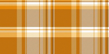 Motif kumaş dokusu pürüzsüz, çizgili vektör tekstil ekoseli. Turuncu ve beyaz renk paletinde tartan desen kontrolü.