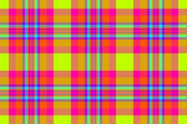 Kareli kumaş kontrolü, basit kumaş dokusu. Parlak renk paletinde menü tartan vektörü pürüzsüz arkaplan.