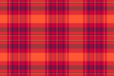 Tek dikişsiz vektör deseni, biçimlendirilmiş doku kontrolü kumaşı. Kırmızı ve pembe renk paleti ile pahalı tekstil arka plan ekoseli tartan.