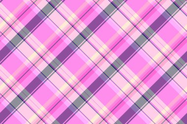 Mendil ekose tartan vektör, hassas kumaş arka plan. Pembe ve açık renk paletinde yüzeysiz desen kontrol dokusu.