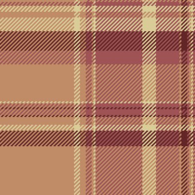Eteksiz kumaş ekose, diğer doku kontrolü vektörü. Kırmızı ve turuncu renk paletinde modaya uygun tartan tekstil arka plan deseni.