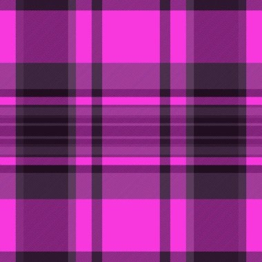 Yumuşak kumaş vektör kontrolü, ekose dikişsiz dikiş. Eflatun ve siyah renk paletinde renkli arkaplan dokusu tartan deseni.