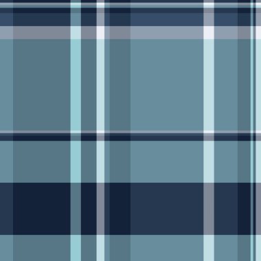 Plank kusursuz şablon kontrolü, ince kumaş kumaş ekoseli. Cyan ve mavi renk paletinde İskoç tartan vektör dokusu.