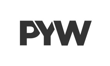 PYW logo tasarım şablonu güçlü ve modern kalın metinlerle. Basit ve minimal tipografi içeren ilk tabanlı vektör logosu. Moda şirket kimliği.