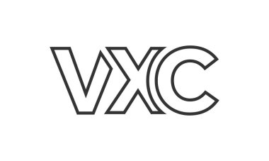 Güçlü ve modern kalın metinli VXC logo tasarım şablonu. Basit ve minimal tipografi içeren ilk tabanlı vektör logosu. Moda şirket kimliği.