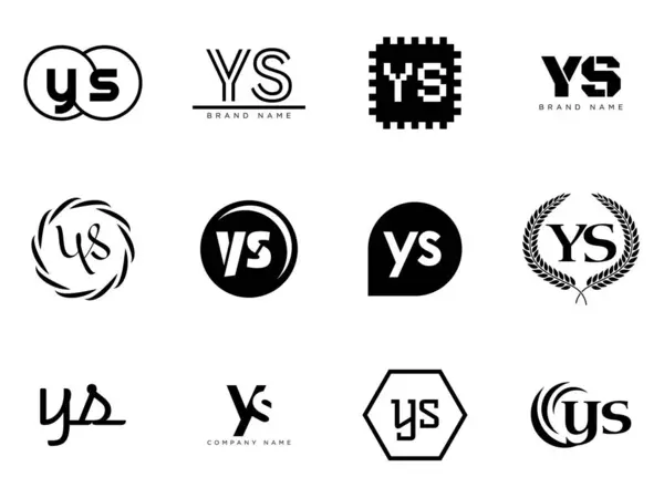 Stock vector YS logo company template. Letter y and s logotype. Set different classic serif lettering and modern bold text with design elements. Initial font typography.