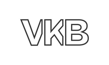 Güçlü ve modern kalın metin ile VKB logo tasarım şablonu. Basit ve minimal tipografi içeren ilk tabanlı vektör logosu. Moda şirket kimliği.