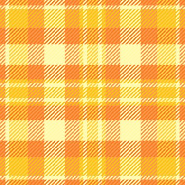 Görüntü kontrolü tartan, İskoçya dikişsiz tekstil ekoseli. Sıcak desen kumaş dokusu vektörü turuncu ve sarı renk paletinde.